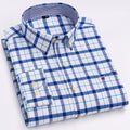 Camisas de vestido de algodão com design de gola de lapela listrada xadrez na moda masculina, camisa casual de manga comprida com botões para primavera/outono