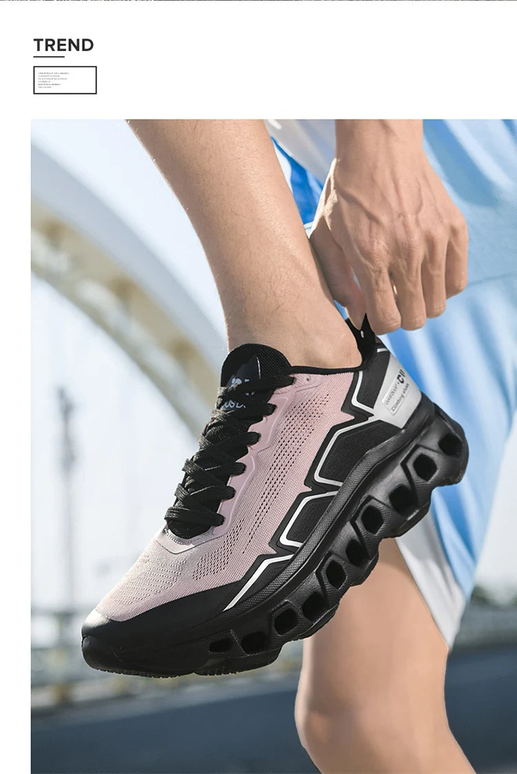 Tênis Casual Masculino 2026: Tênis de Corrida Ultraleve com Amortecimento, Calçado Esportivo Masculino Respirável com Sola Grossa e Malha para Corrida