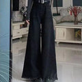 Preto perna larga jeans feminino outono vintage borda crua borlas bootcut calças jeans soltas cintura alta streetwear harajuku novo