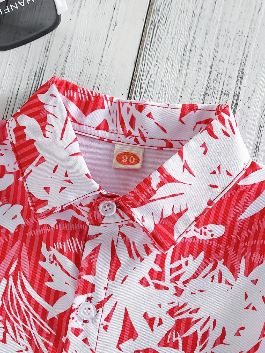 Top respirável casual floral e foliar infantil, blusa de meninos, perfeita para praia, férias, elegante, verão