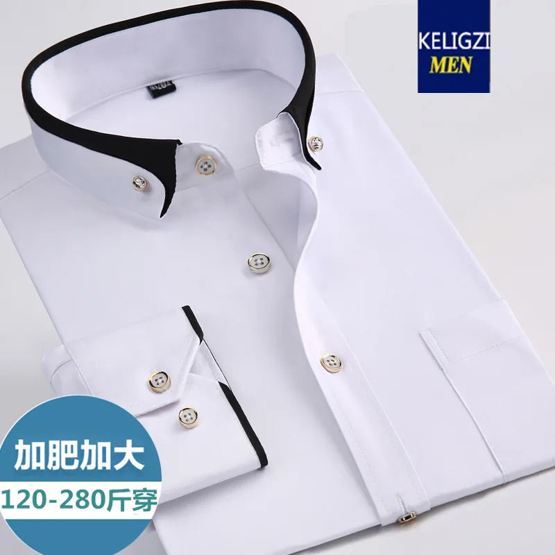 Nova chegada primavera comercial fácil cuidado camisa masculina oversize manga longa moda formal de alta qualidade plus size M-7XL8XL9XL