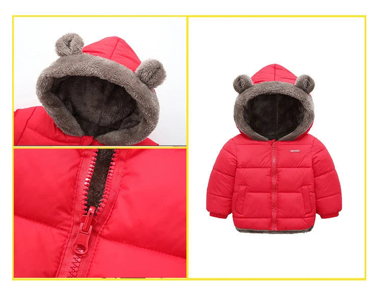 Crianças grossas para baixo jaquetas inverno engrossar casacos de pelúcia para meninos meninas cor sólida com capuz jaquetas 2-6 anos crianças parka outerwear