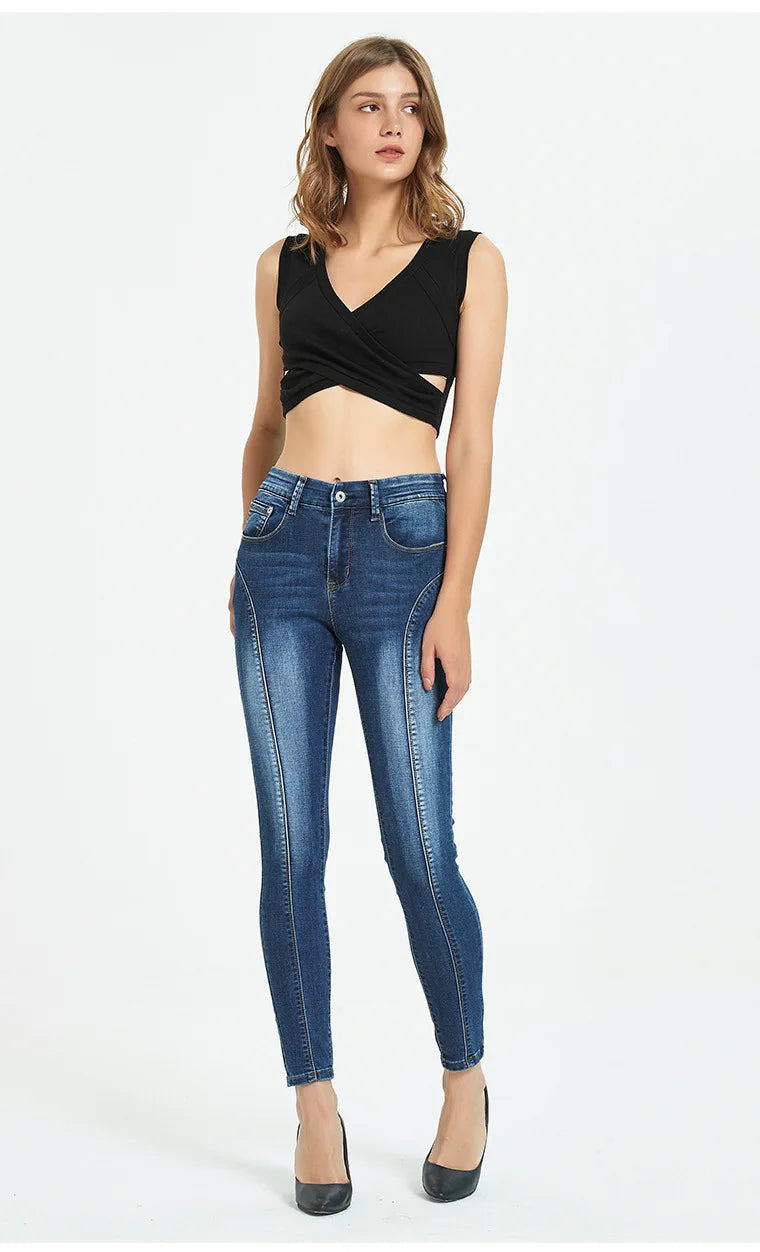 Calças Jeans Femininas Push Up, Calças Skinny de Denim, Moda 2026, Pantalones De Mujer, Pantalon Femme, Azul 2XL 3XL