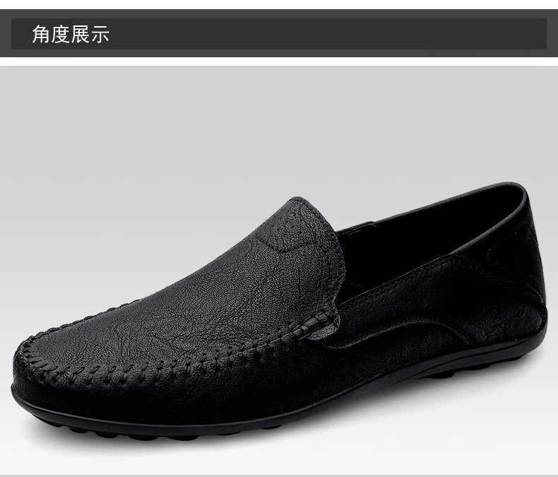 Mocassins Masculinos de Couro Genuíno Slip-On Casuais Estilo Náutico Formais Artesanais Designer 2025 Zapatillas Hombre