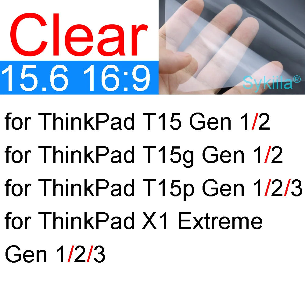 Protetor de tela para lenovo thinkpad 15 x9 e15 l15 p15 t15 p1 p15s p15v t15g t15p aura x1 gen 4 hd filme de pele fosca transparente