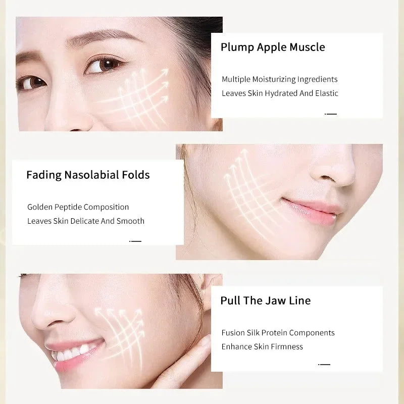 Fios solúveis de lifting facial, colágeno, essência facial, peptídeo de proteína, fio de seda dourada, soro facial para anti-envelhecimento, pele firmadora