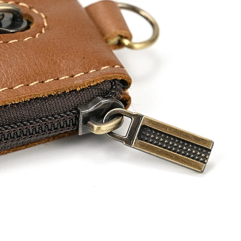 Luufan couro genuíno zíper moeda cartão bolsa de couro real rfid titular do cartão embreagem carteiras slots para homens mulheres mini bolsa fina