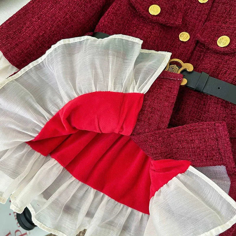 MILANCEL New Autumn Kids Dress 2-7Y Fleece Padded Girls Coat +Belt Korean Version Loose Children Clothes
