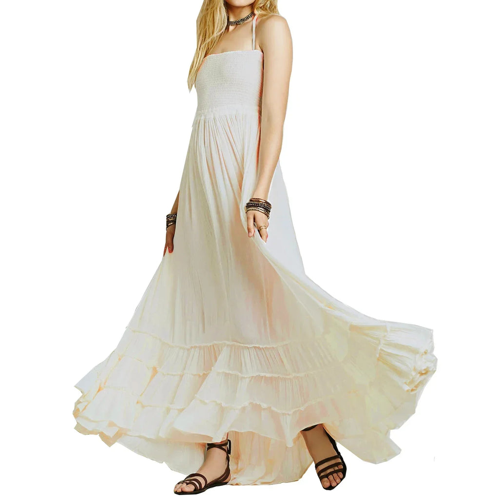 2025 vestido de praia vestidos sexy boho boêmio pessoas férias verão longo sem costas algodão feminino festa hippie vestidos mujer étnico