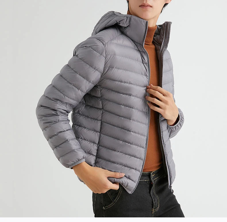 Homem 90% pato para baixo jaqueta com capuz inverno outono casaco masculino ultra leve jaquetas quentes outwear parkas ao ar livre roupas de campanha