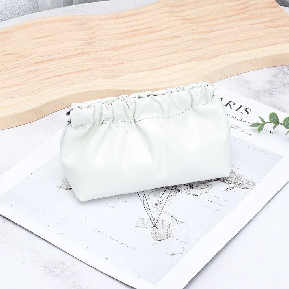 Carteira de couro genuíno das mulheres bolsa de moedas para senhoras clipe dinheiro bolso embreagem batom fone de ouvido bolsa de armazenamento bolsos