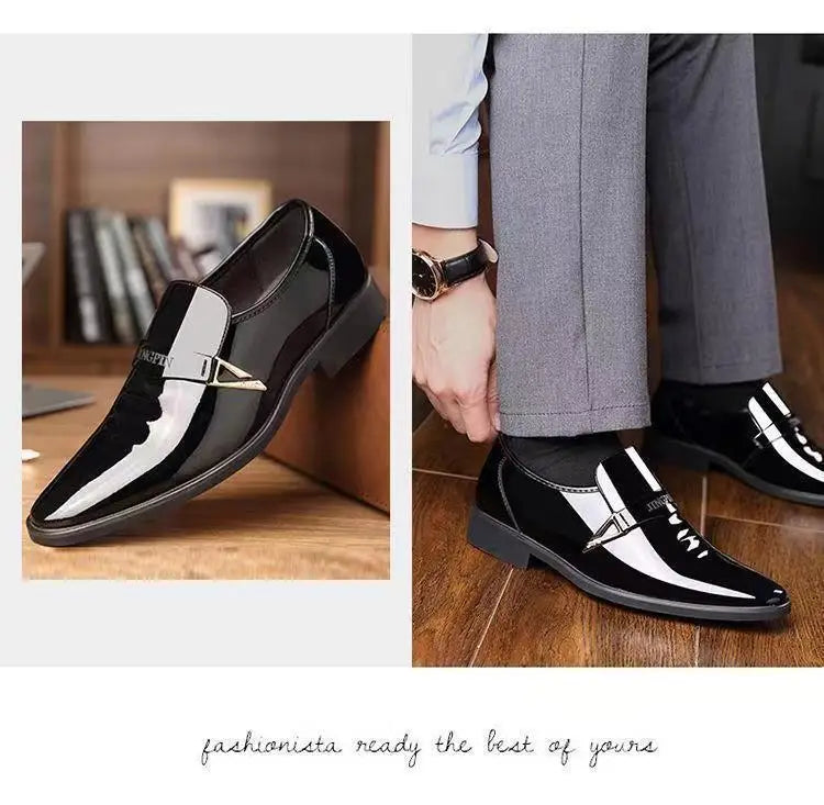 Sapatos de couro casuais de negócios masculinos casamento noivo estilo britânico altura aumentada verão respirável dedo do pé apontado calçados masculinos