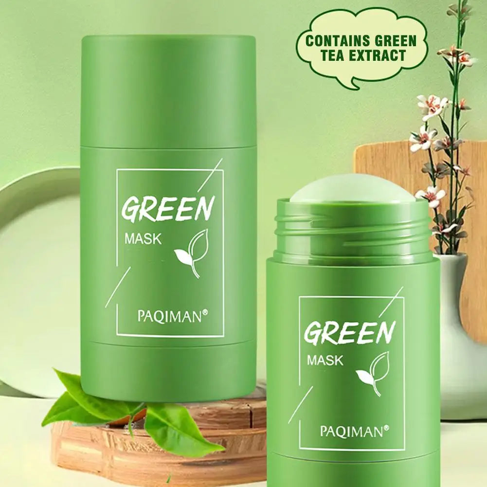 Máscara verde portátil em bastão para limpeza profunda do rosto, máscara hidratante para cuidados com a pele para todos os tipos de pele