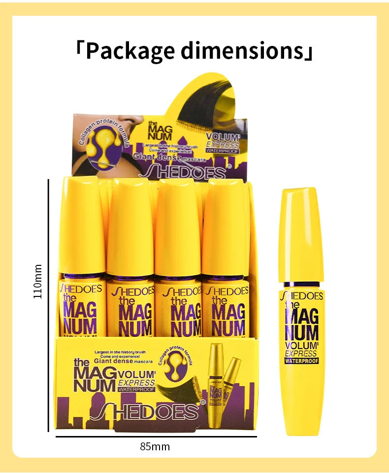 SHEDOES Rímel amarelo à prova d'água, alongamento, ondulação, volumizador, natural, de longa duração, à prova de manchas, cosméticos de maquiagem para os olhos