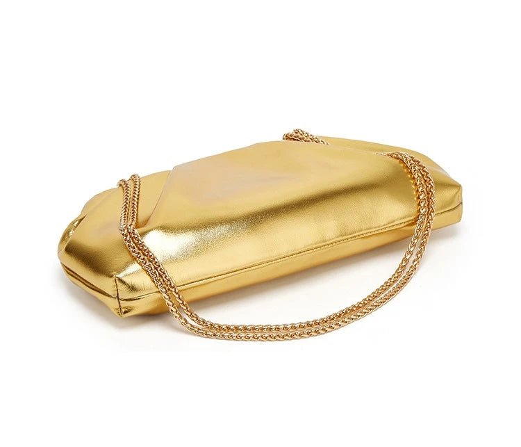 Bolsa de nuvem dobrada para mulheres, novo estilo de comércio exterior, bolsa prateada moderna, versátil, bolsa crossbody com corrente ins, bolsas e bolsas