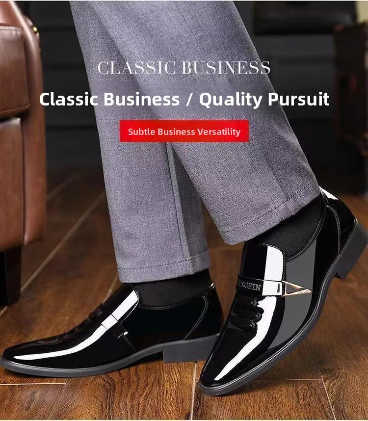 Sapatos de couro casuais de negócios masculinos casamento noivo estilo britânico altura aumentada verão respirável dedo do pé apontado calçados masculinos