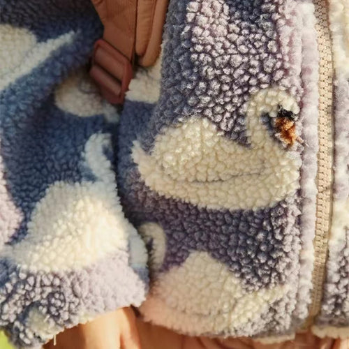 2024 inverno ks crianças algodão lã de cordeiro quente outerwear roupas meninas impressão casacos do bebê meninos mais jaquetas de lã crianças roupas