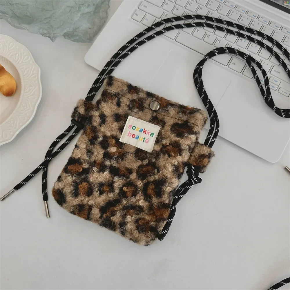 Novo ponto de pelúcia crossbody sacos para mulheres bonito rosa bolsa de ombro bolsas bolsa de telefone portátil