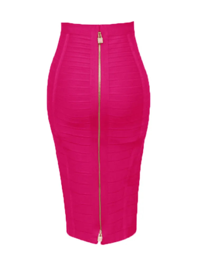 16 cores sexy sólido zíper laranja azul preto vermelho bandagem saia feminina elástica bodycon verão xl xxl lápis saias 58cm