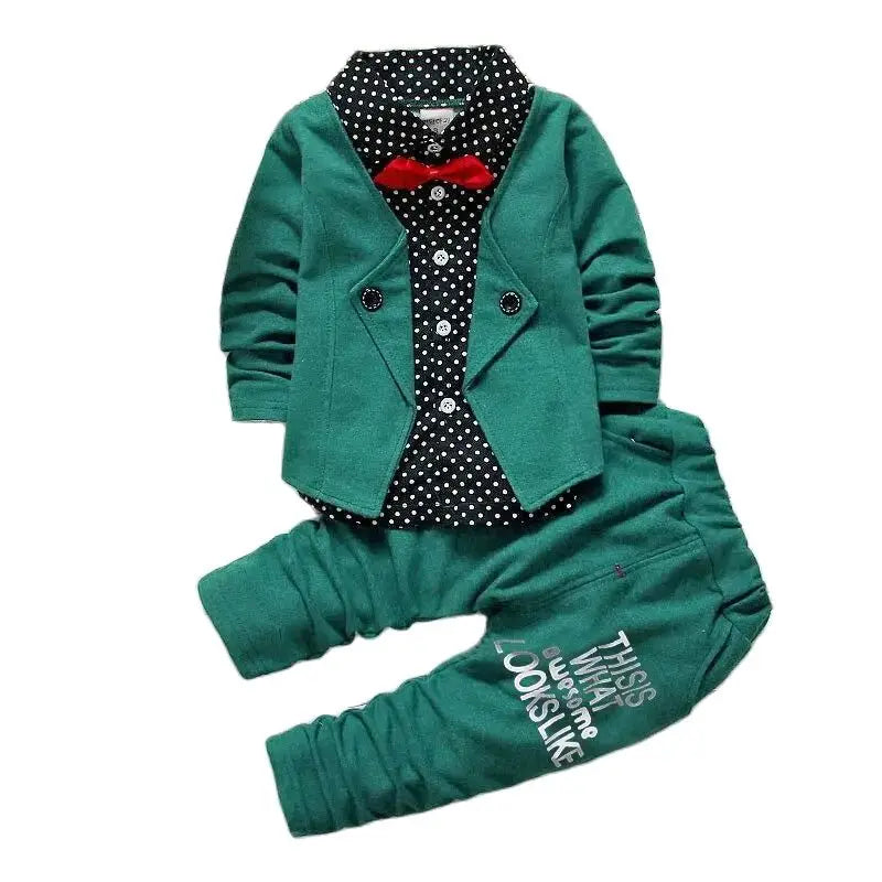 Crianças mais fino conjuntos de roupas primavera outono agasalho bebê meninos criança manga longa cavalheiro ternos crianças t camisa calças conjuntos roupas