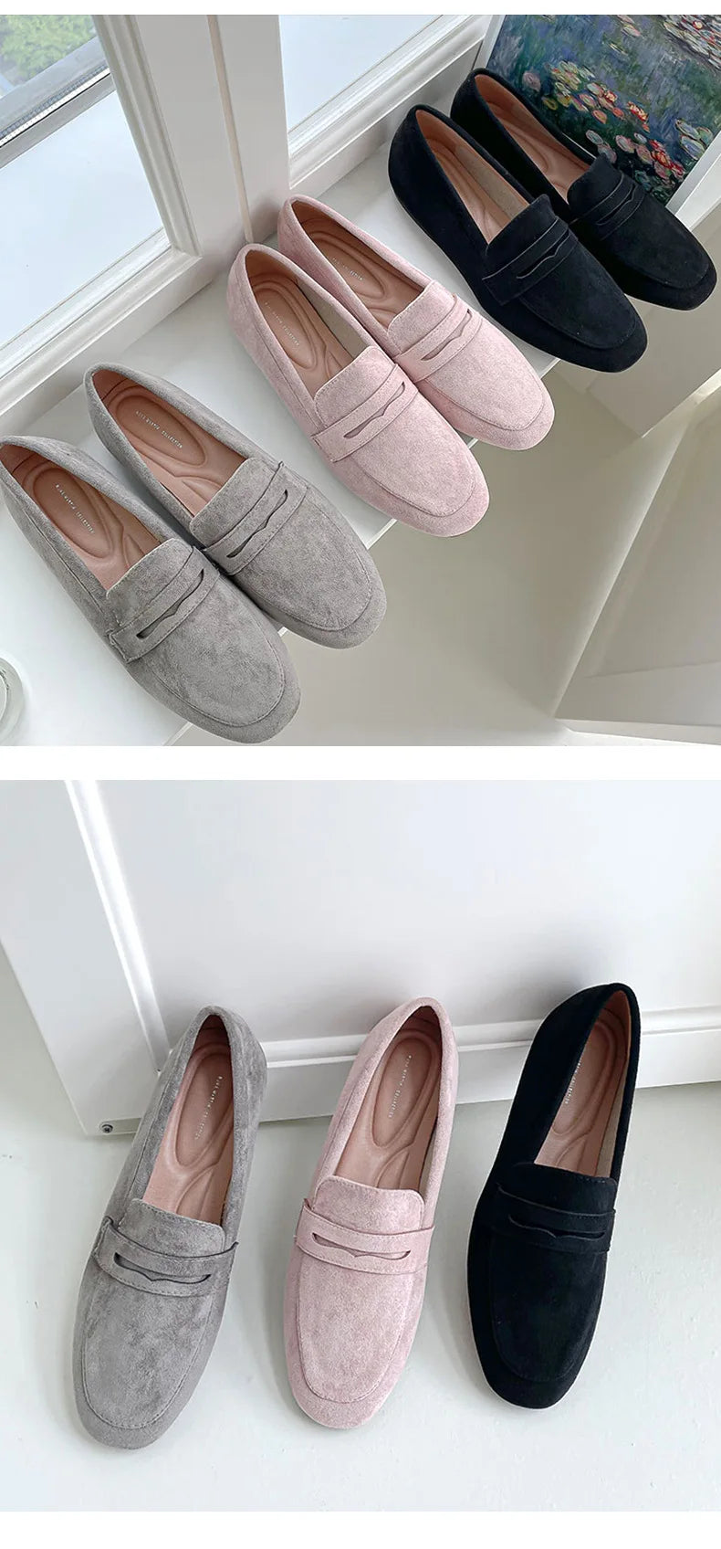 2025 novas mulheres sapatos planos mulher mocassins primavera outono casual camurça deslizamento em sapato mulher confortável sapato leve mujer sapato