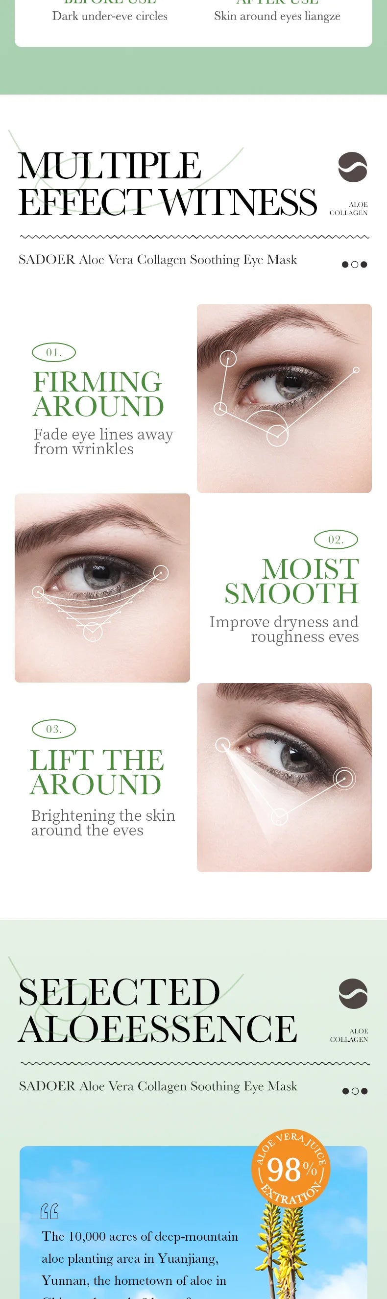60 pçs/caixa aloe vera colágeno máscara de olho anti círculos escuros remover sacos de olhos hialurônico hidratante endurecimento remendos de olho cuidados com a pele