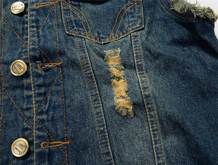 Dimusi verão masculino rasgado denim colete masculino tanque superior lavado jeans colete homem retro cowboy hip hop sem mangas jaqueta 6xl, ya564