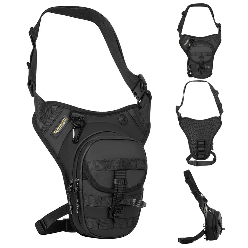 Bolsa lateral para perna de motocicleta masculina, à prova d'água, quadril, perna, ajustável, bolsa crossbody para caminhadas, acampamento, pesca