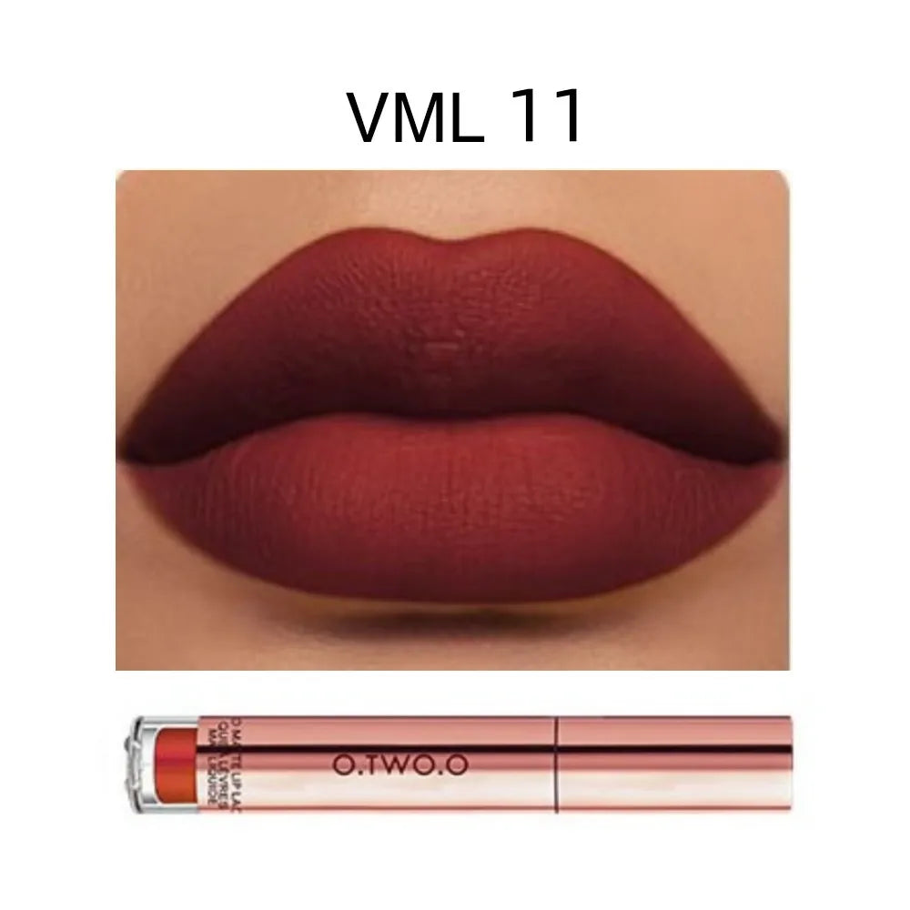 O.TWO.O 12 cores de alta qualidade veludo batom fosco lábios de longa duração maquiagem à prova d'água fácil de usar brilho labial líquido fosco