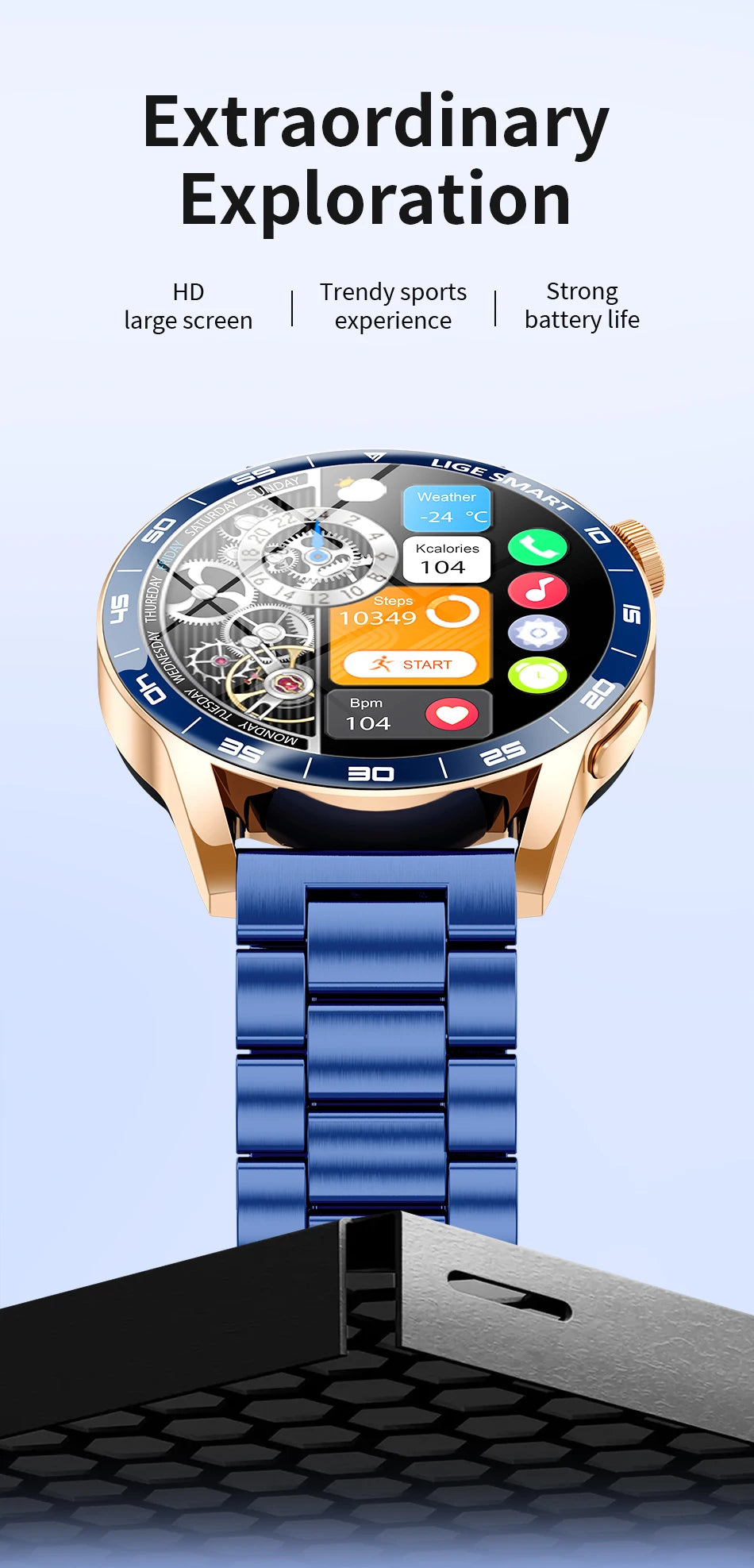 Relógio Inteligente LIGE 2026 com Chamadas de Voz para Homens, Tela HD de 1.38", IP68 à Prova D'água, Relógio Esportivo e Fitness, Novo Smartwatch para Homens e Mulheres, Compatível com Android e iOS