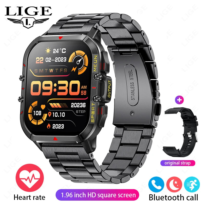 Lige 2025 relógio inteligente masculino esportes ao ar livre monitoramento de freqüência cardíaca ip68 à prova dip68 água relógios bluetooth chamada smartwatch para android ios