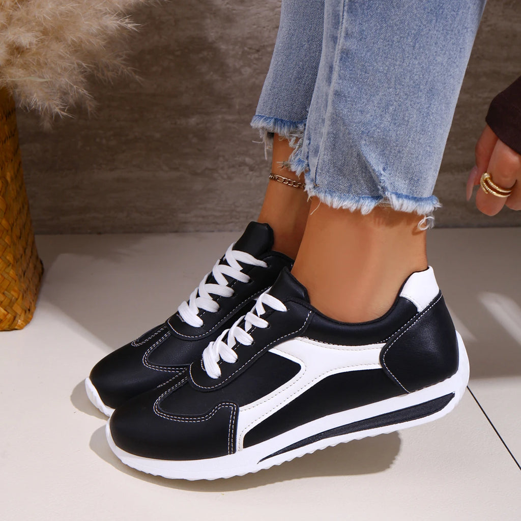 2025 primavera novas mulheres tênis confortáveis ao ar livre moda versátil plana casual tênis rendas até sapatos esportivos femininos plus size