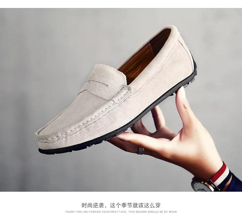 Couro do plutônio camurça de vaca sapatos masculinos marca luxo casual formal mocassins calçados preto masculino sapatos de condução hombres