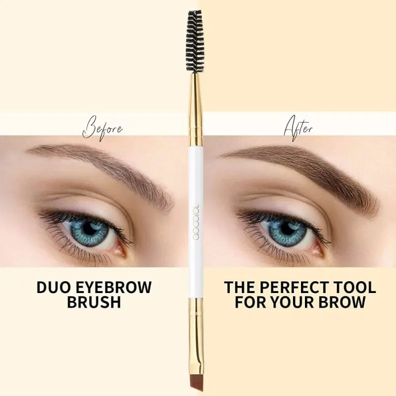 Docolor Pincel Profissional Duplo para Sobrancelhas e Delineador Angular – Design Preciso para Contorno Perfeito e Aplicação Suave – Vegano, Cruelty-Free e Ideal para Maquiagem de Olhos Impecável