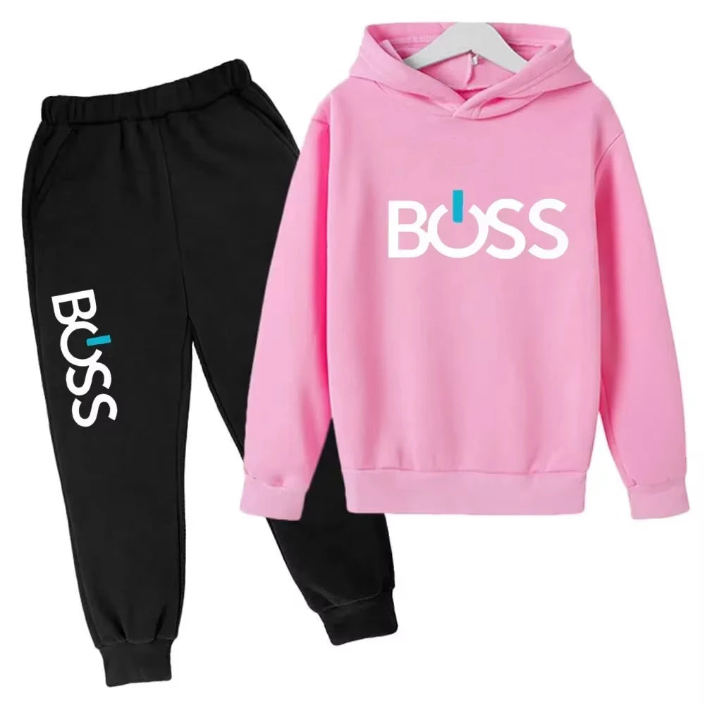Streetwear nova primavera e outono crianças conjunto com capuz meninos meninas casual manga longa com capuz topos + calças esportivas 2-14 anos de idade