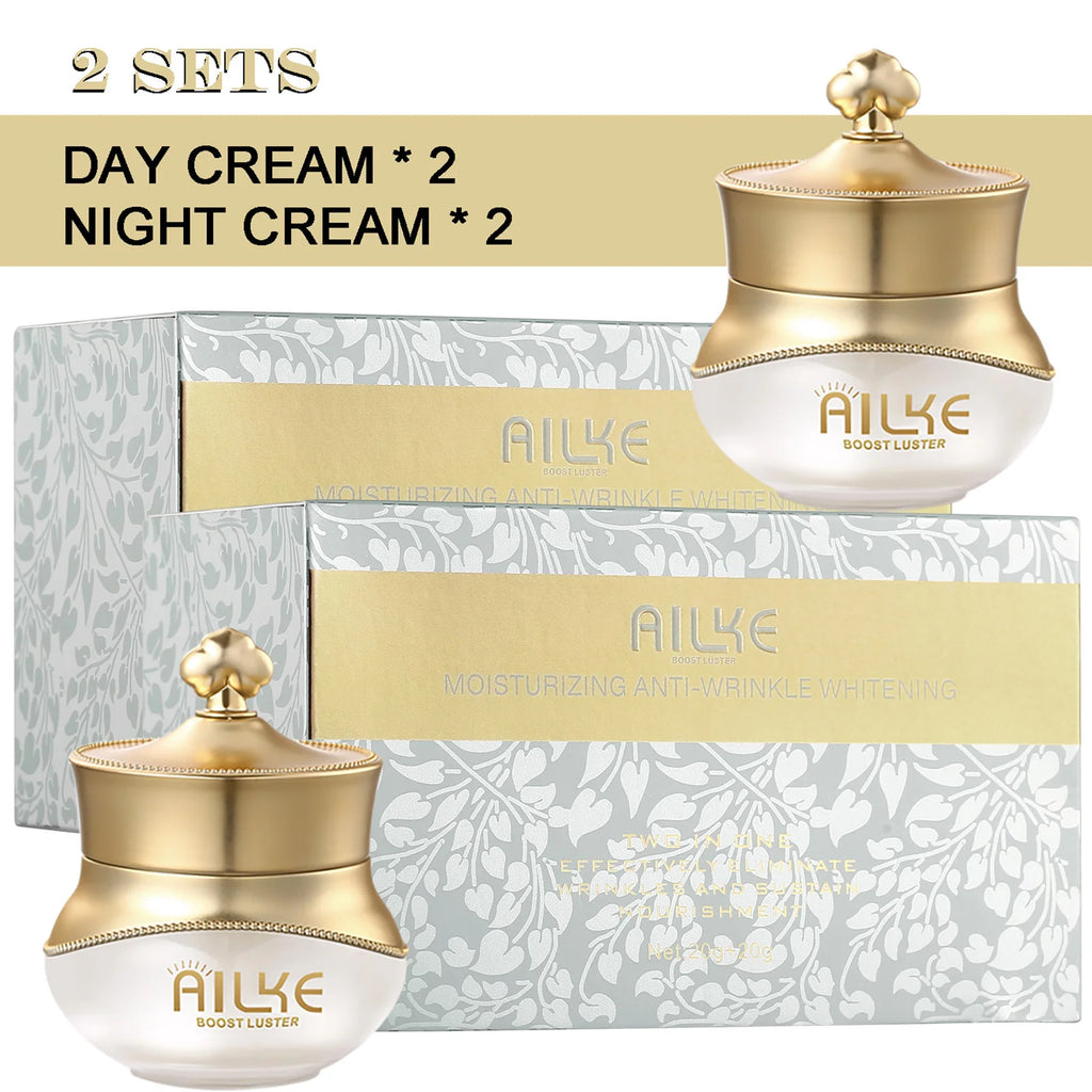 AILKE Clareador Anti-rugas Sardas Creme Facial Com Colágeno Ácido Hialurônico Rosa Cuidados Com A Pele Mulheres Coreano Conjunto Hidratante Facial
