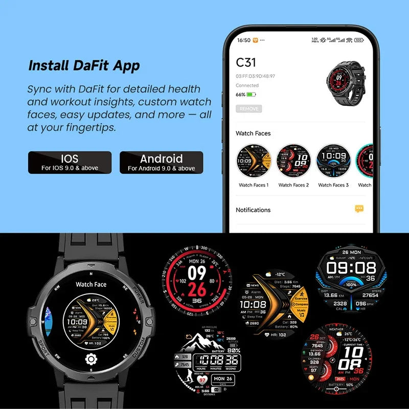 Novo original militar gps smartwatch relógio de fitness 3atm à prova dwaterproof água esportes relógios inteligentes para homem mulher luxo 2026 android
