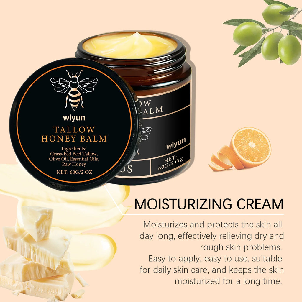 Tallow mel bálsamo brilhante hidratante pele enhacne elasticidade melhorar a embotamento desbotar linhas finas endurecimento rosto corpo hidratar creme
