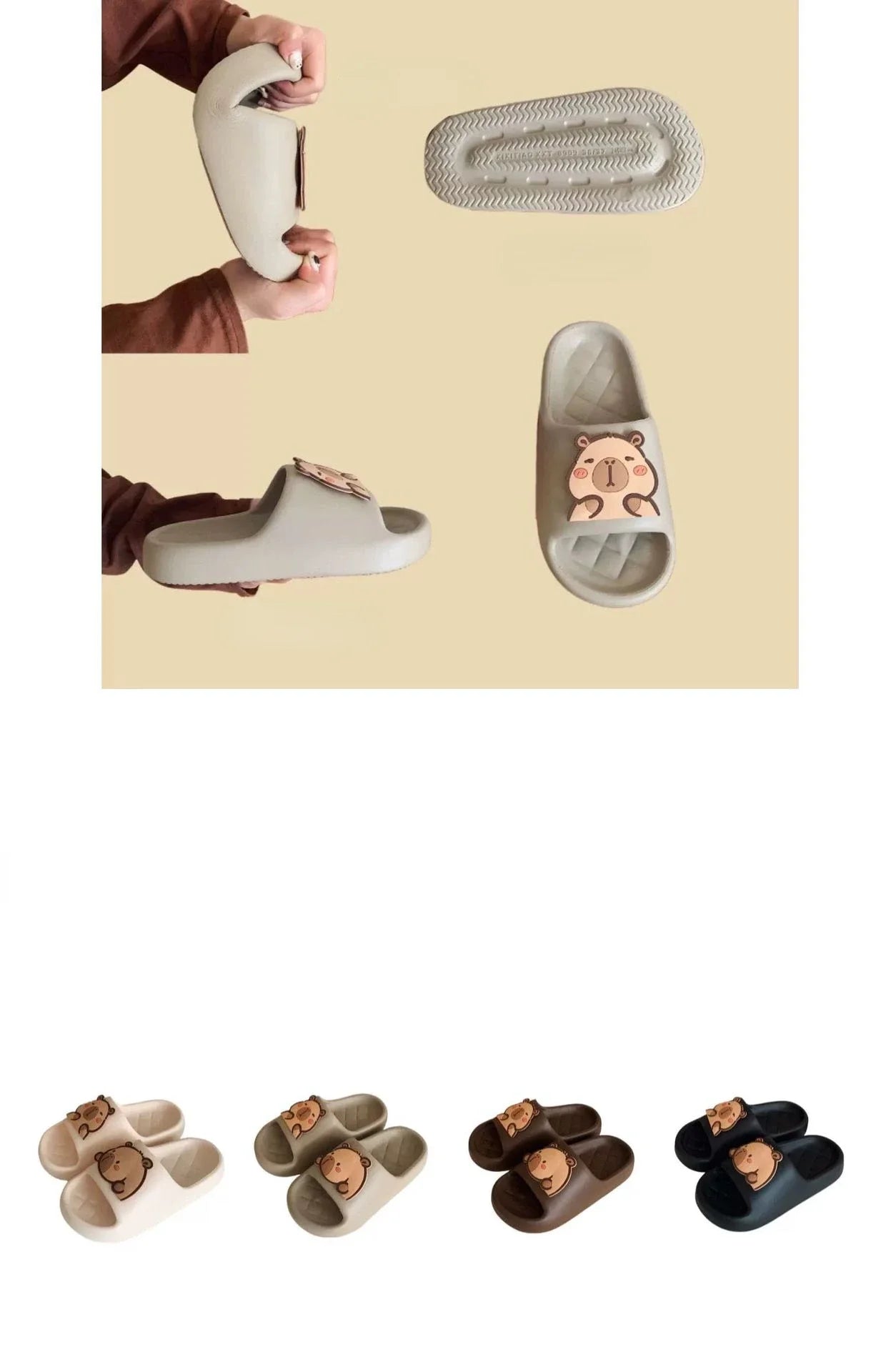 Capivara flip flops feminino chinelo kapibara bonito nuvem sandálias verão praia slides casa quarto sapatos kawai plana feminino eva