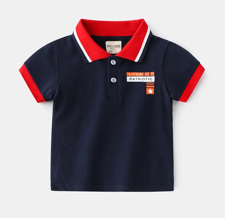 Moda meninos polo camisas de algodão em linha reta formal criança camiseta verão crianças roupas dos miúdos
