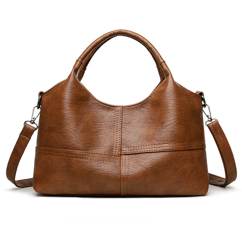 Bolsa, bolsa feminina, 2025 nova bolsa de couro macio moderna e simples, bolsa mãe de meia-idade, versátil de ombro único cr