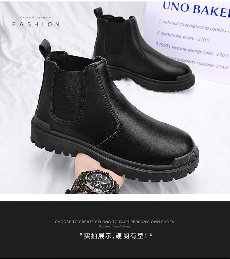 Botas de tornozelo tênis casuais sapatos casuais sapatos de couro masculino tênis mocassins esportes e lazer trabalho wear tênis de outono masculino