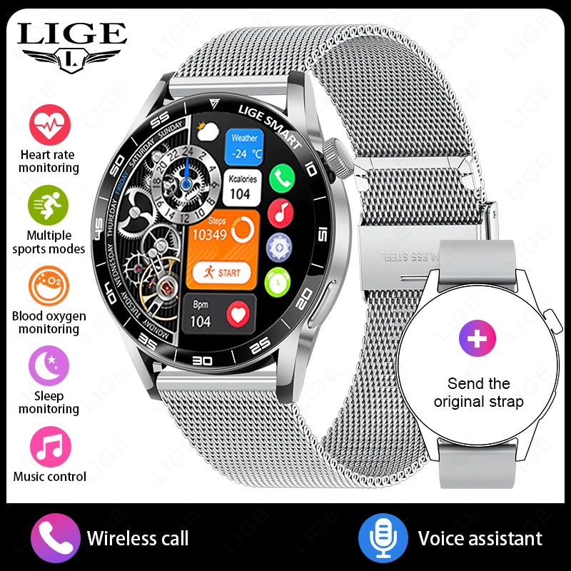 Relógio Inteligente LIGE 2026 com Chamadas de Voz para Homens, Tela HD de 1.38", IP68 à Prova D'água, Relógio Esportivo e Fitness, Novo Smartwatch para Homens e Mulheres, Compatível com Android e iOS