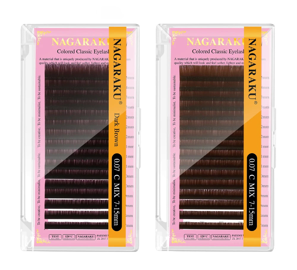 Nagaraku marrom extensão de cílios maquillaje maquiagem cílios individuais alta qualidade macio natural sintético vison 16 linhas