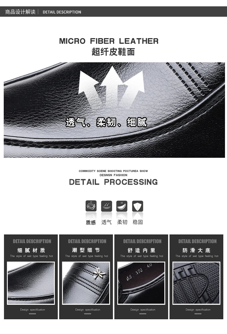 Sapatos casuais masculinos de couro de alta qualidade, confortáveis, leves, mocassins formais, sapatos respiráveis, sem cadarço, para dirigir