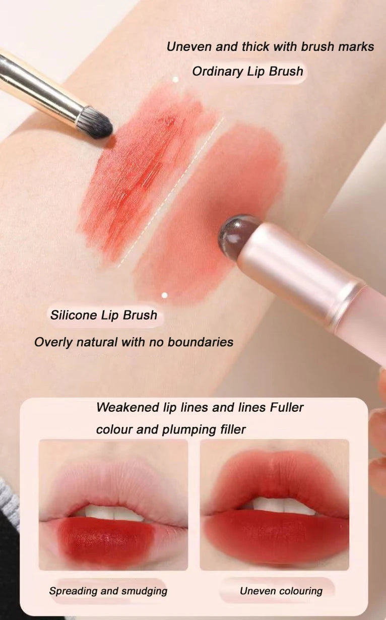 Pincel labial de silicone atualizado com capa, pincel corretivo angular, aplicação de batom, bálsamo de manchas, pincel de maquiagem labial, ferramenta cosmética