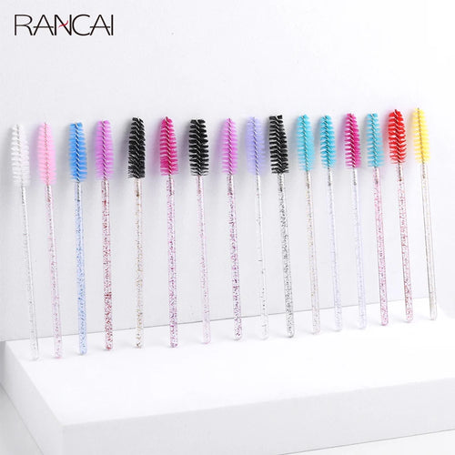 50 pçs pincéis de cílios descartáveis extensão cristal sobrancelha escova rímel varinha cílios conjunto de ferramentas cosméticas maquiagem beleza