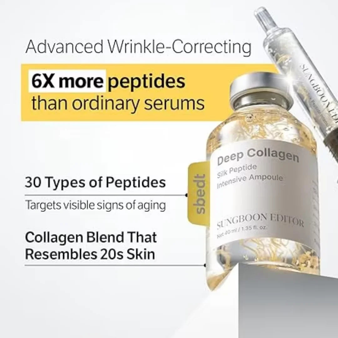 Sérum Intensivo de Peptídeos de Seda para Lifting Facial Anti-Idade com Colágeno e Complexo de 30 Peptídeos para Firmar e Tonificar a Pele