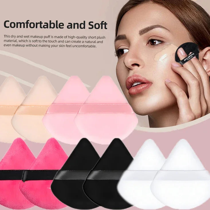 Veludo cosméticos fundação puff macio triângulo maquiagem puffs feminino rosto beleza esponja liquidificador lavável maquiagem em pó acessórios