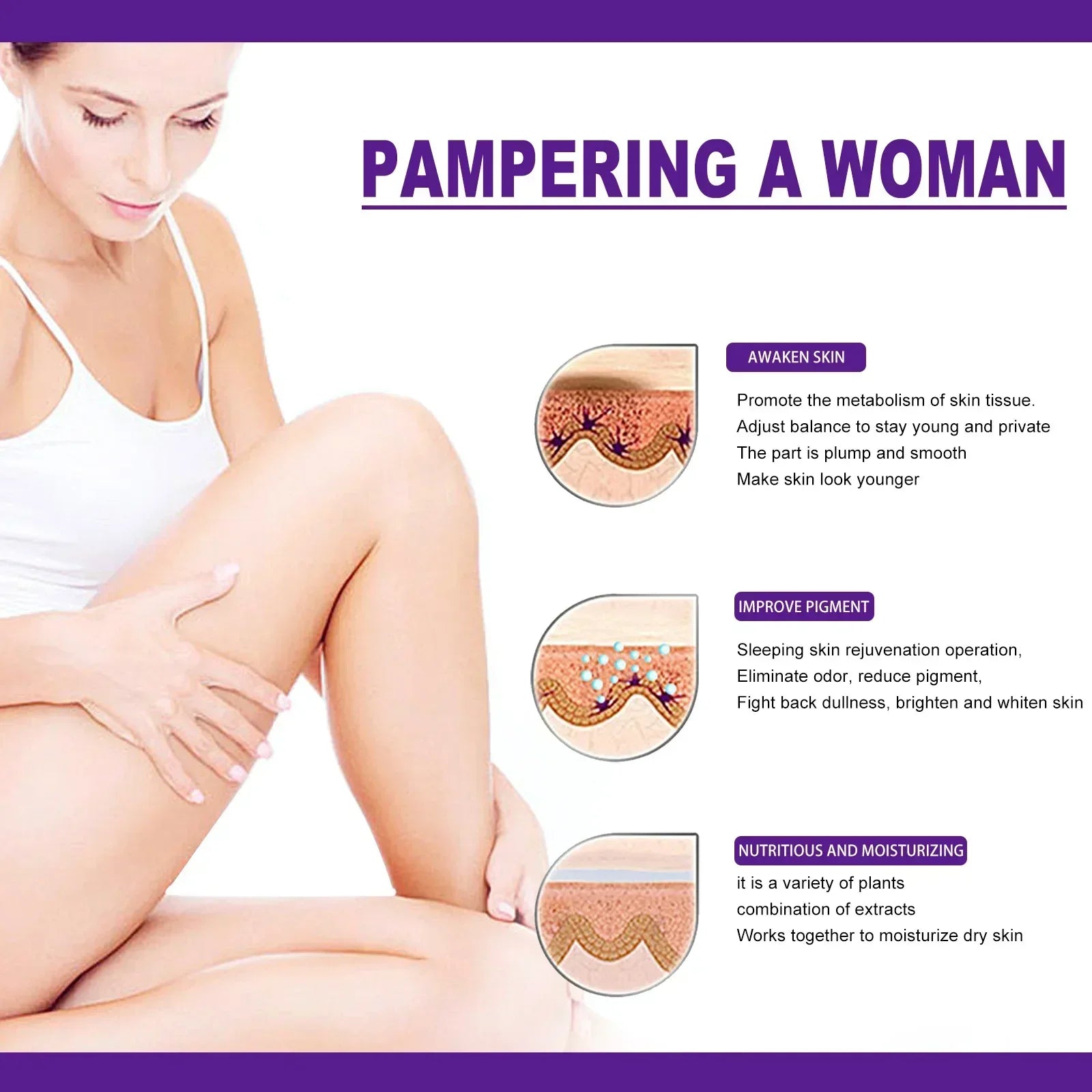 Creme de clareamento para peças íntimas, Soro das axilas, Bunda, Joelho, Interior, Coxa, Peças de clareamento íntimo, Remover melanina